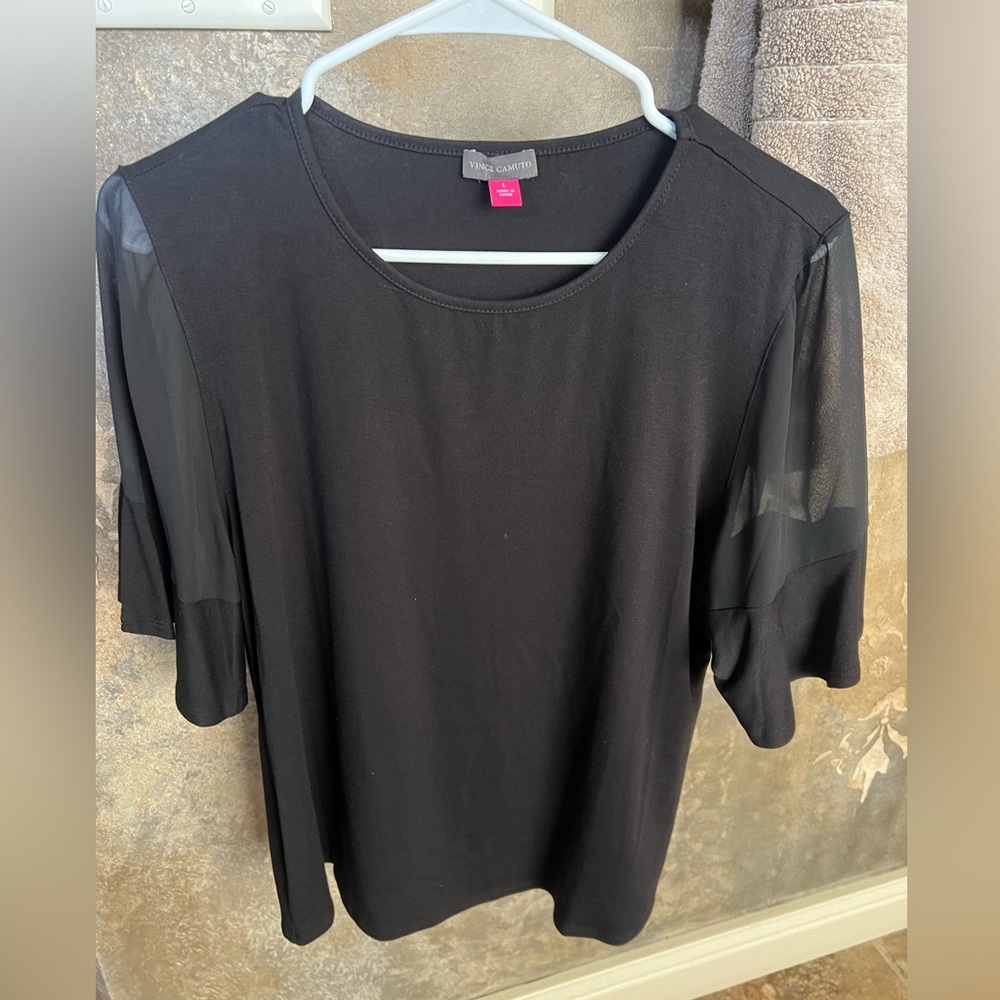 Vince Camuto Black Boxy 3/4 Sleeve Blouse